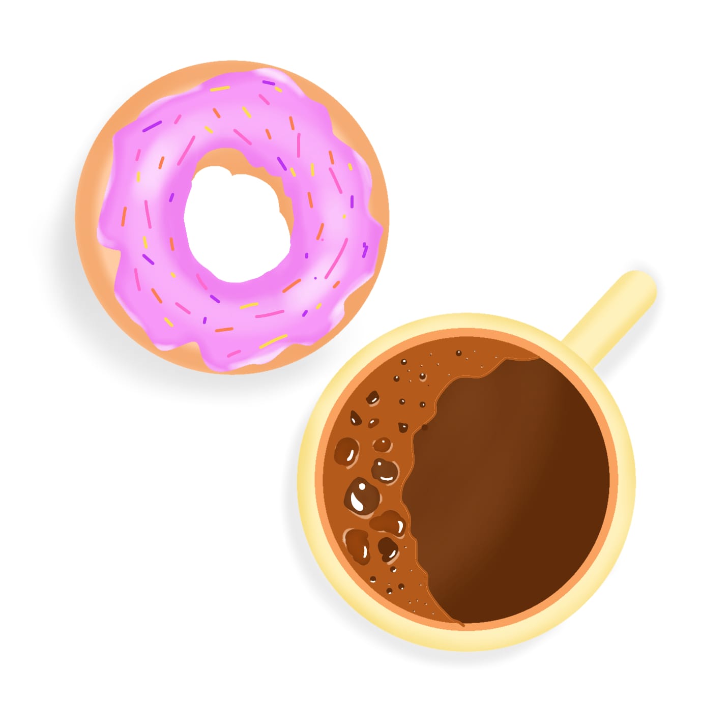 Donut and coffee icon set